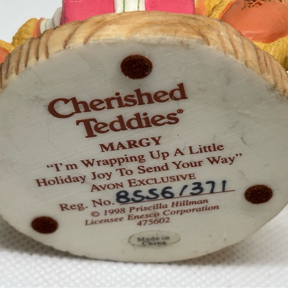 Cherished Teddies Margy Figurine with Pink and Orange Accents